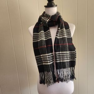 Black Plaid Scarf, Black/White/Red